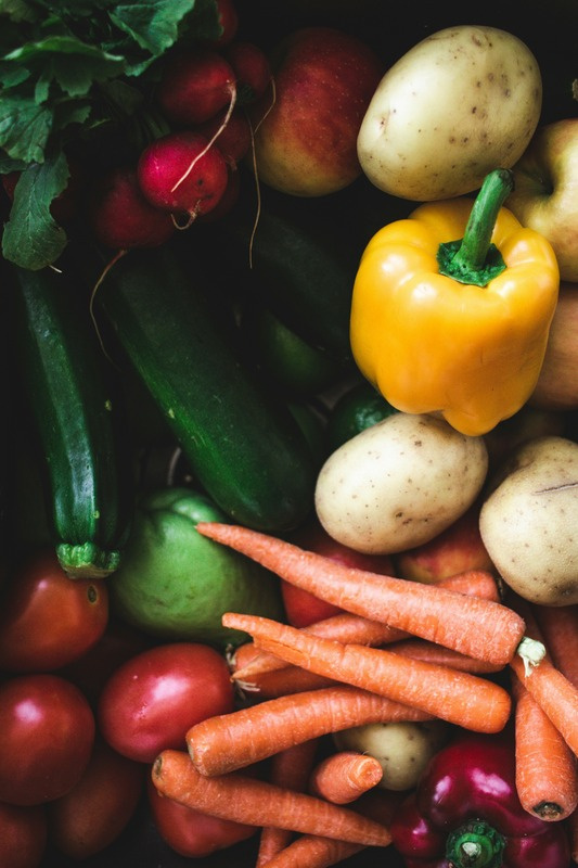 Fresh vegetables harvested from a market garden